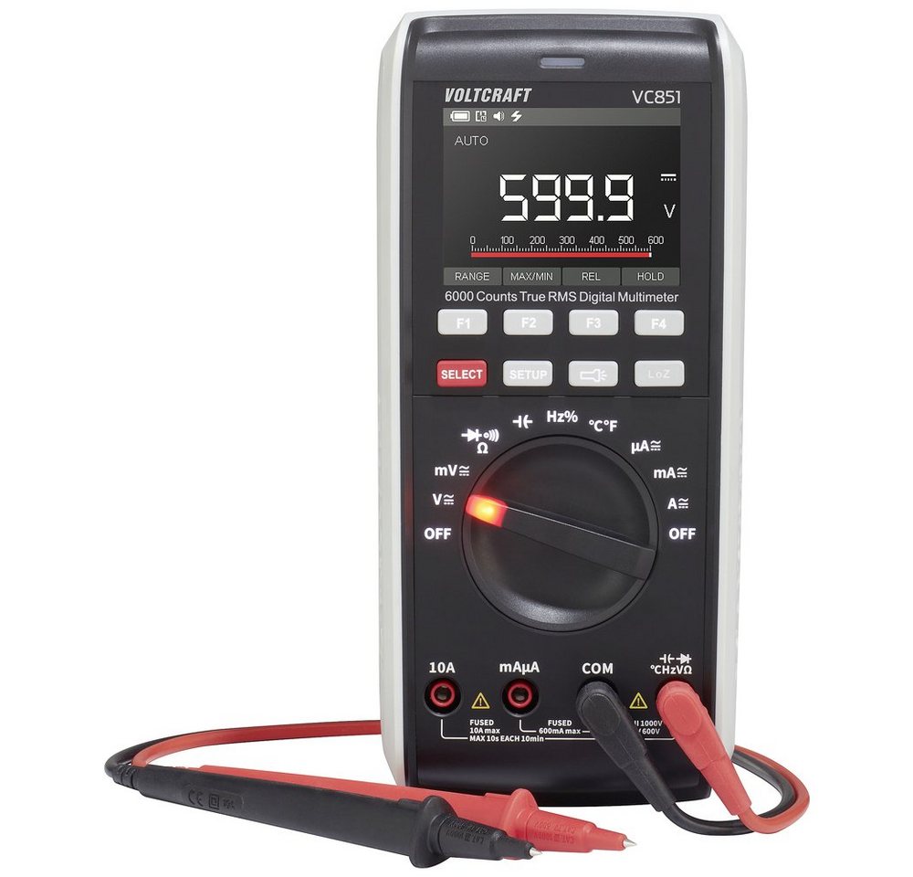 VOLTCRAFT Spannungsprüfer VOLTCRAFT VC851 Hand-Multimeter digital CAT III 1000 V, CAT IV 600 V, (VC851) von VOLTCRAFT