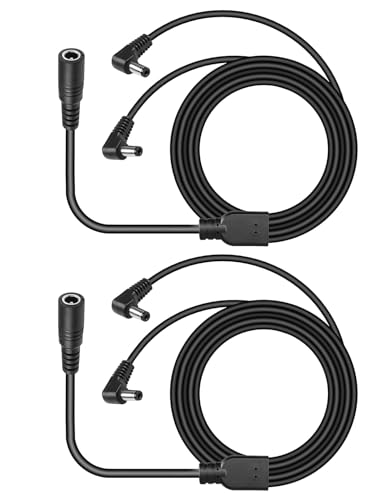 VOLTKARE18AWG 60CM DC Power Adapter Y Splitter Cable 5.5mm x 2.1mm 1 Female to 2 Male Right Angle 90 Degree Cord Wire for CCTV Security Cameras, Surveillance Routers, DVR, LED Strip Light (2Pack) von VOLTKARE