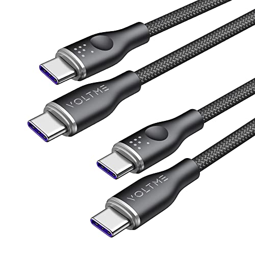 VOLTME USB C Kabel 100W, 2 Stück Schnellladekabel USB C auf USB C, PD3.0 Nylon Ladekabel 1,0m lang Kompatibel mit iPhone 16 Pro Max 15 16e iPad MacBook Galaxy S24 Ultra Huawei Pixel Switch, Schwarz von VOLTME