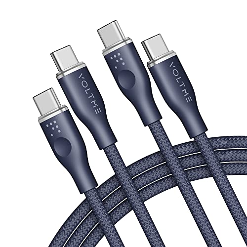 VOLTME USB C Kabel 100W, 2 Stück Schnellladekabel USB C auf USB C, PD3.0 Nylon Ladekabel 1,80m lang Kompatibel mit iPhone 16 Pro Max 15 16e iPad MacBook Galaxy S24 Ultra Huawei Pixel Switch, Blau von VOLTME