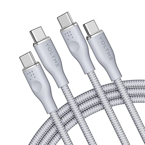 VOLTME USB C Kabel 100W, 2 Stück Schnellladekabel USB C auf USB C, PD3.0 Nylon Ladekabel 1,80m lang Kompatibel mit iPhone 16 Pro Max 15 16e iPad MacBook Galaxy S24 Ultra Huawei Pixel Switch, Grau von VOLTME