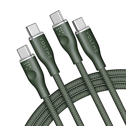 VOLTME 2-Pack USB-C Kabel auf USB-C PD 5A 100W geflochtenes Nylon 1,80m/6.0ft, RUGG USB-C Typ C Ladekabel kompatibel mit MacBook Pro, MateBook, Pixel 7/6 Pro, iPad Pro, Galaxy S23/S22 usw. (Grün) von VOLTME