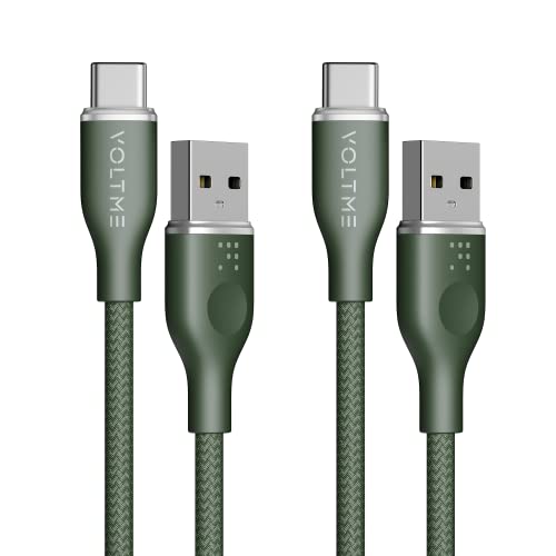 VOLTME USB C Kabel, [2 Stück 1m] 60W Nylon Schnellladekabel, USB A auf Typ C Datenkabel Ladekabel Kompatibel mit iPhone Serie iPad Air MacBook Samsung Galaxy S24 Ultra Huawei Xiaomi etc, Grün von VOLTME