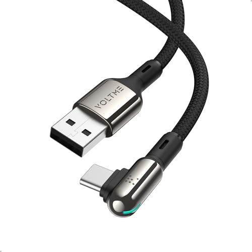 VOLTME 60W USB C auf USB A Kabel 1.2M, 90 Grad Gewinkelt Schnellladekabel iPhone Nylon Ladekabel Typ C Kompatibel mit iphone 15, MacBook Pro, MacBook Air, iPad Pro Samsung S23, Huawei von VOLTME