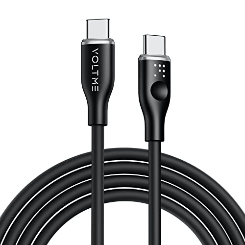 VOLTME USB C Kabel DoppelPort 1,80m Schwarz 3A/60W PD, Ladekabel USB C Schnellladekabel Typ C 2.0, Datenkabel USB C 480 Mbps Kompatibel mit MacBook Pro/Air, iPad Air 5 Galaxy S22/S21 Pixel 7 Redmi von VOLTME