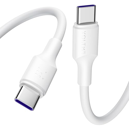 VOLTME USB C Kable 100W, TPE Ladekabel Typ-C Schnellladekabel PD 3.0 PPS Kompatibel mit iPhone 16 Pro Max 15 14 13 iPad Macbook Samsung Galaxy S24 Ultra Huawei Pixel Switch usw, 1,2m Weiß von VOLTME