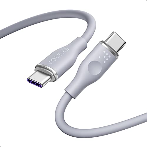 VOLTME USB C auf USB C Kabel 1,0m Blau, USB-C Ladekabel 100W 5A PD 3.0, Ladekabel Typ C E-Mark Chip Lade und Datenkabel 480Mbps für USB-C Gerät MateBook X Pro/MacBook Pro/iPad/Galaxy S21/Pixel/Switch von VOLTME