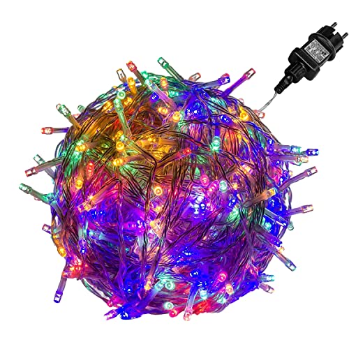 VOLTRONIC LED Lichterkette, IP44, Modell- und Farbwahl, 50 LEDs, Transparentes Kabel, bunt von VOLTRONIC