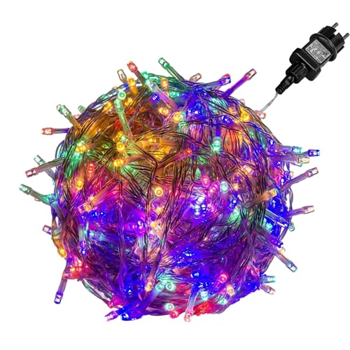 VOLTRONIC LED Lichterkette, IP44, Modell- und Farbwahl, 200 LEDs, Transparentes Kabel, bunt von VOLTRONIC