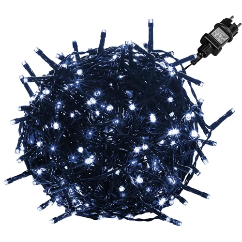 VOLTRONIC LED Lichterkette, IP44, Modell- und Farbwahl, 400 LEDs, Grünes Kabel, kaltweiß von VOLTRONIC