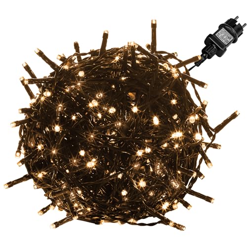 VOLTRONIC LED Lichterkette, IP44, Modell- und Farbwahl, 400 LEDs, Grünes Kabel, warmweiß von VOLTRONIC
