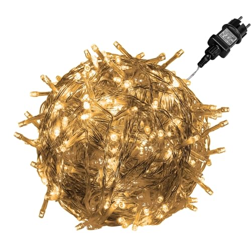 VOLTRONIC LED Lichterkette, IP44, Modell- und Farbwahl, 600 LEDs, Transparentes Kabel, warmweiß von VOLTRONIC