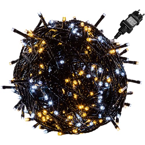 VOLTRONIC LED Lichterkette, IP44, Modell- und Farbwahl, 100 LEDs, Grünes Kabel, kaltweiß/warmweiß von VOLTRONIC