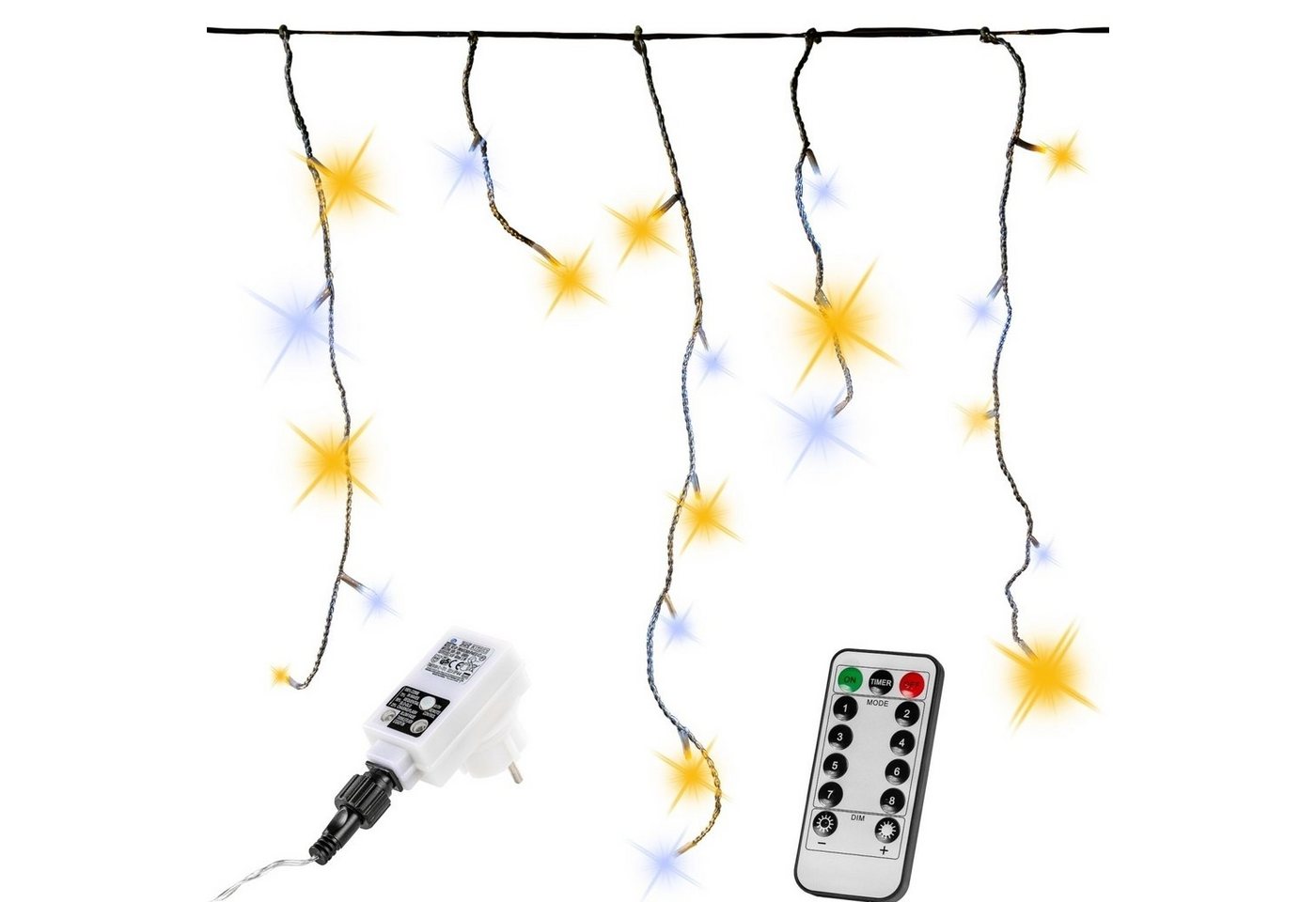 VOLTRONIC LED-Lichterkette VOLTRONIC® Eisregen Lichterkette für innen/ außen, IP44, optional mit 8 Leuchtmodi/Fernbedienung/Timer, Farb-, Modellwahl von VOLTRONIC