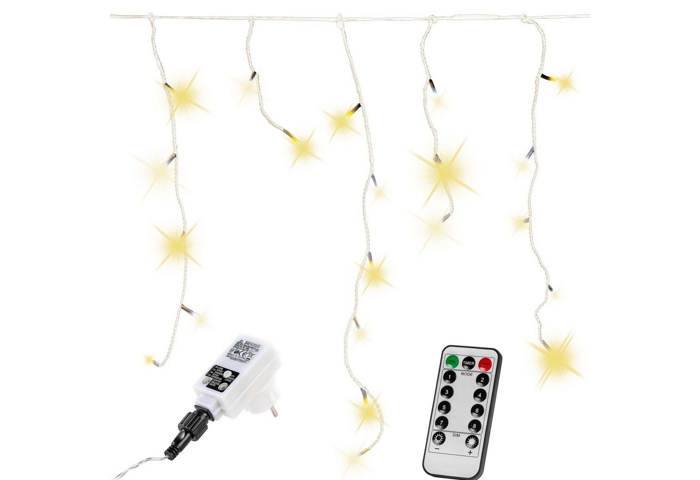 VOLTRONIC LED-Lichterkette VOLTRONIC® Eisregen Lichterkette für innen/ außen, IP44, optional mit 8 Leuchtmodi/Fernbedienung/Timer, Farb-, Modellwahl von VOLTRONIC