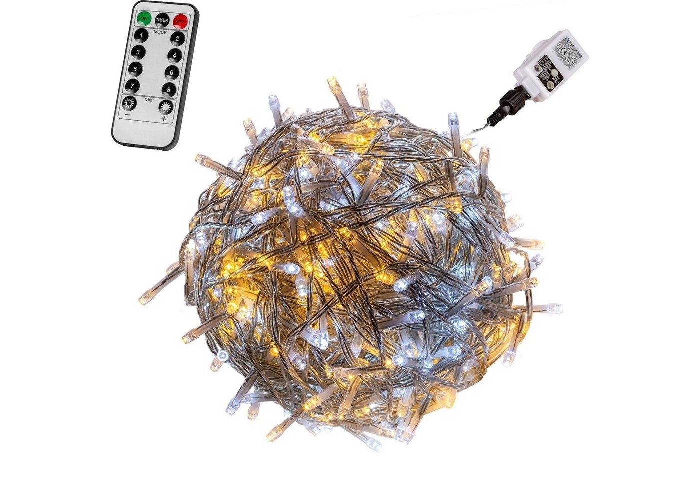 VOLTRONIC LED-Lichterkette VOLTRONIC® LED Lichterkette für innen und außen, Größenwahl: 50 - 600 LEDs, IP44, 8 Leuchtmodi, Fernbedienung, Timer von VOLTRONIC