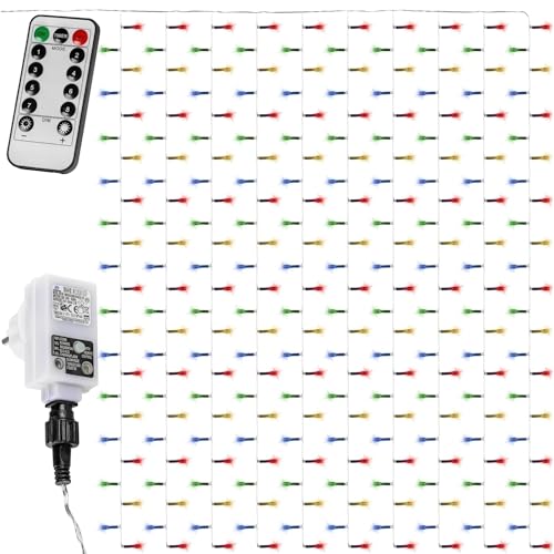 VOLTRONIC LED Lichtervorhang, innen und außen, IP44, Fernbedienung, Größen- und Farbwahl, 3x3 m 300 LEDs, bunt von VOLTRONIC