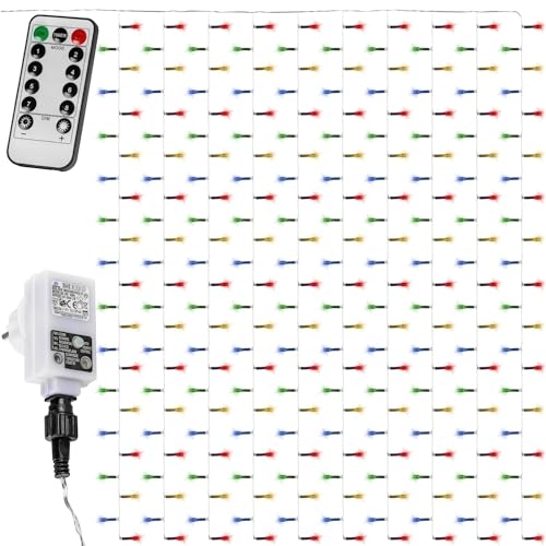 VOLTRONIC LED Lichtervorhang, innen und außen, IP44, Fernbedienung, Größen- und Farbwahl, 6x3 m 600 LEDs, bunt von VOLTRONIC