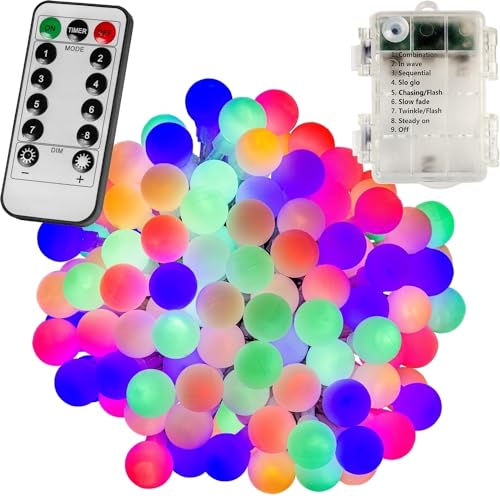 VOLTRONIC LED Partylichterkette, innen und außen, IP44, Batteriebetrieben, Fernbedienung, Größen- und Farbwahl, 200 LEDs, bunt von VOLTRONIC