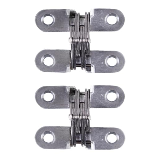 Ipager, nägel mit metallplatten， 2er-Pack verdeckte Klappscharniere aus Zinklegierung, 180-Grad-Kreuz, 45–95 mm(45mm) von VOLURE