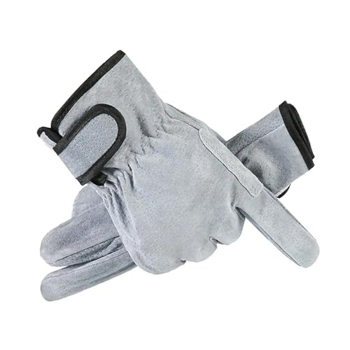Schweißhandschuhe, Leder Schweißer Arbeitshandschuhe Flammhemmend Hitzebeständig Mehrfarbig(Grijs) von VOLURE