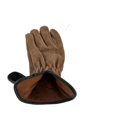 Schweißhandschuhe, Rindsleder Arbeitshandschuhe mit Handschutz for Schweißen Garten Braun Mehrere Größen(Brown Double Layer,X-Large) von VOLURE