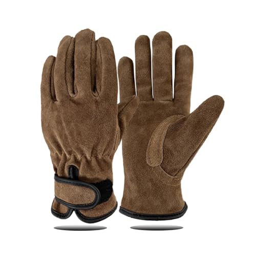 Schweißhandschuhe, Rindsleder Arbeitshandschuhe mit Handschutz for Schweißen Garten Braun Mehrere Größen(Brown Single Layer,X-Large) von VOLURE