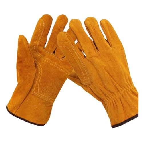 Schweißhandschuhe, Schweißerhandschuhe Rindsleder 10-14 Zoll Gelb 2 Stück(10inch-enhanced) von VOLURE