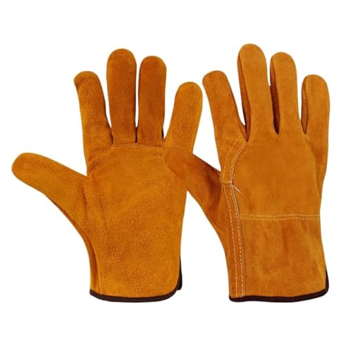 Schweißhandschuhe, Schweißerhandschuhe Rindsleder 10-14 Zoll Gelb 2 Stück(10inch-regular) von VOLURE