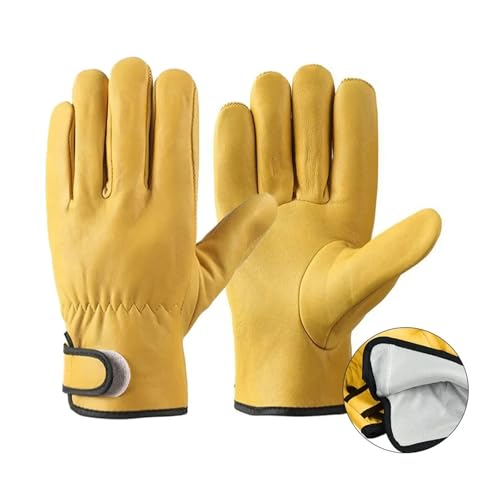 Schweißhandschuhe, Schweißerhandschuhe aus Schaffellleder, mehrfarbig(Yellow With Lining) von VOLURE