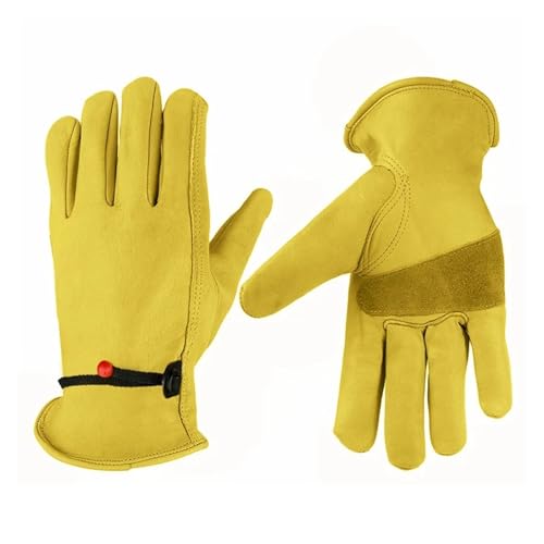 Schweißhandschuhe, Schweißhandschuhe aus Rindsleder in verschiedenen Größen for Arbeit, Autofahren und Heimwerken(Large) von VOLURE