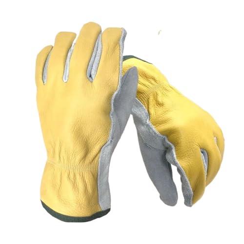 Schweißhandschuhe, Schweißhandschuhe aus Rindsleder mit Clips for Gartenarbeiten, Schneiden, Bauarbeiten, mehrere Größen(Medium) von VOLURE