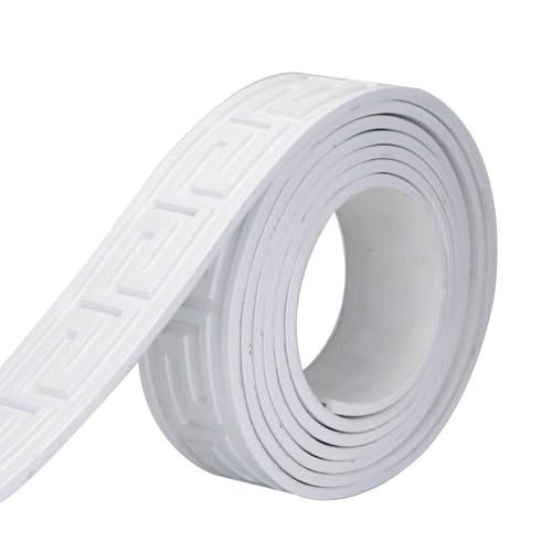Selbstaufkleber 3D Wallpaper Rahmen， PVC Self-Adhesive Wall Molding Trim Multicolor Multiple Sizes for Kitchen Bathroom(White,40mm) von VOLURE
