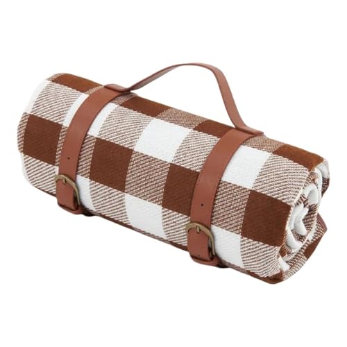 VOLURE Picknick Strand Teppich， Outdoor Plaid Picknick Matte Maschine Waschbar Faltbare 150x200cm Multicolor(Bruin) von VOLURE