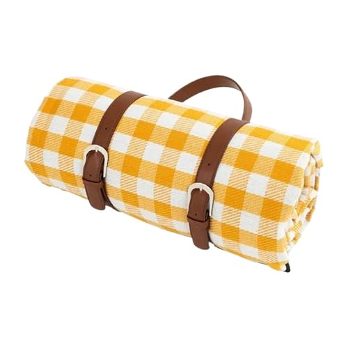 VOLURE Picknick Strand Teppich， Outdoor Plaid Picknick Matte Maschine Waschbar Faltbare 150x200cm Multicolor(Giallo) von VOLURE