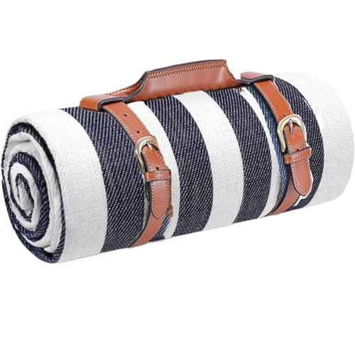VOLURE Picknick Strand Teppich， wasserdichte, Faltbare Picknickdecke for den Außenbereich, Mehrfarbig, mehrere Größen(Blue White Stripe,200cm X 200cm) von VOLURE