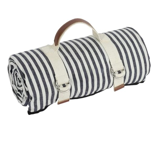 VOLURE Picknick Strand Teppich， wasserdichte, tragbare Picknickdecke for den Außenbereich, Mehrfarbig, mehrere Größen(Blue Stripes,200cm X 150cm) von VOLURE