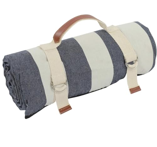 VOLURE Picknick Strand Teppich， wasserdichte, tragbare Picknickdecke for den Außenbereich, Mehrfarbig, mehrere Größen(Blue Thick Stripes,200cm X 200cm) von VOLURE