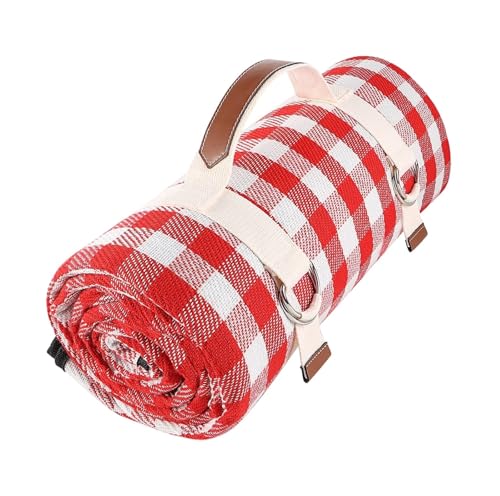 VOLURE Picknick Strand Teppich， wasserdichte, tragbare Picknickdecke for den Außenbereich, Mehrfarbig, mehrere Größen(Red and White Grids,200cm X 150cm) von VOLURE