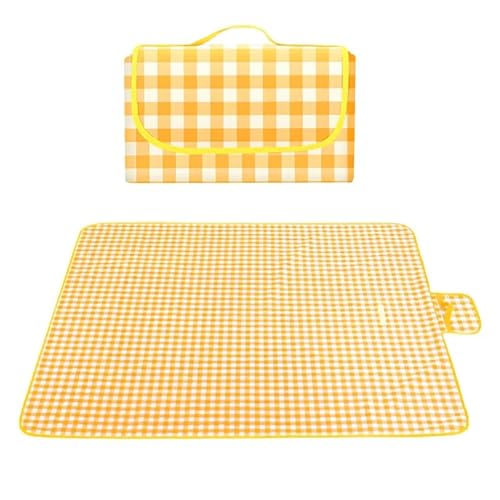 VOLURE Picknick Strand Teppich， wasserdichte Picknickdecke for den Außenbereich, Camping, Strandmatte, Mehrfarbig, 100 x 150 cm(Giallo) von VOLURE