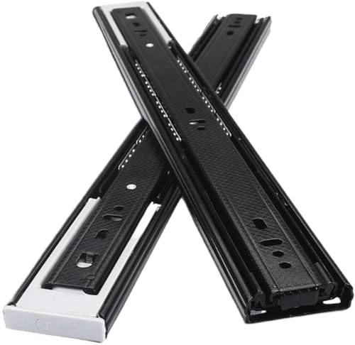 VOLURE Schubladenläufer ， Schubladenführungen Soft Close Dreiteilig Metall Schwarz 250-500mm(20 Inch(500mm)) von VOLURE