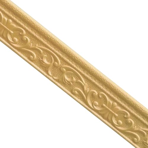 VOLURE Selbstaufkleber 3D Wallpaper Rahmen， 3D Self-Adhesive Flexible Foam Trim Border for Corners and Ceiling Multicolor(Gold) von VOLURE