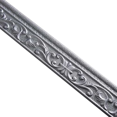 VOLURE Selbstaufkleber 3D Wallpaper Rahmen， 3D Self-Adhesive Flexible Foam Trim Border for Corners and Ceiling Multicolor(Grijs) von VOLURE