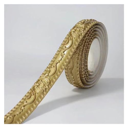 VOLURE Selbstaufkleber 3D Wallpaper Rahmen， PVC Self Adhesive 3D Embossed Wall Border Trim For TV Background Door Frame Multicolor(Gold) von VOLURE