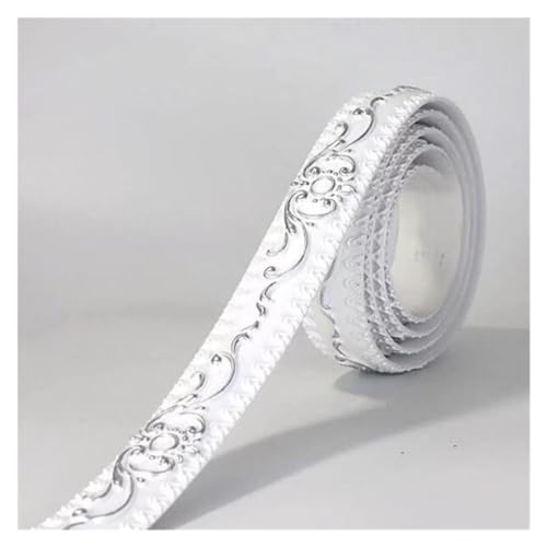 VOLURE Selbstaufkleber 3D Wallpaper Rahmen， PVC Self Adhesive 3D Embossed Wall Border Trim For TV Background Door Frame Multicolor(White Silver) von VOLURE