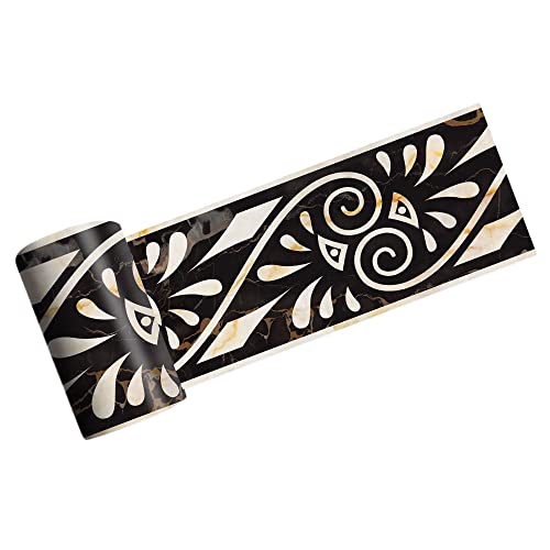 VOLURE Selbstaufkleber 3D Wallpaper Rahmen， Self-Adhesive Marble Greek Pattern Wallpaper Border Black 10x200cm von VOLURE