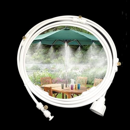 VOLWCO Wassernebel Kühlung, Outdoor Misting System mit Messing Nebeldüsen, automatisches Wasserbewässerungssystem, Bewässerungsrohr für Garten Gewächshaus Sonnenschirm (Size : 13M(42.6ft)-18 nozzles) von VOLWCO