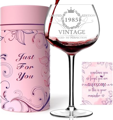 1985 Geschenk 40 Geburtstag Frauen – Personalisiertes Weinglas, Geschenkbox mit Geburtstagskarte, Deko 40 Geburtstag Frau, Geschenkideen für Frauen von VOMEP