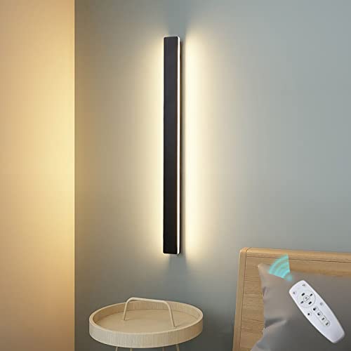 Dimmbar AussenLampe Wand Wandleuchte mit Fernbedienung Innen Außen Lichtleiste Schwarz Metall Acryl IP65 Wasserdicht Up Down Wandlampe LED Aussen-Leuchte Bad-Lampe Deko Schlafzimmer Wohnzimmer,30cm von VOMI