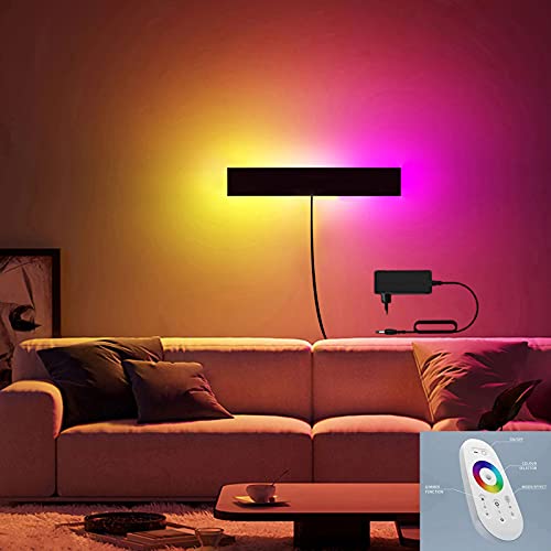 LED RGB Dimmbar Wandleuchte mit Schalter und Stecker Innen Wandlampe mit Fernbedienung Farbwechsel Effektlicht Flurlampe Nachttischlampe Wandlicht für Badezimmer Wohnzimmer Flur Balkon Bar Café,40cm von VOMI